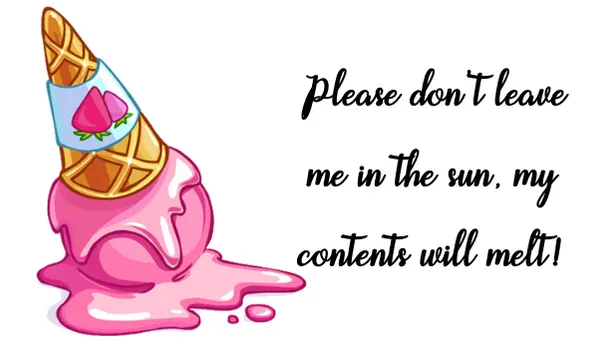 Please don't leave me in the sun sticker with a melting pink ice cream cone